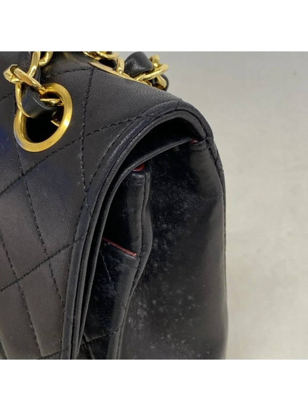 Chanel Shoulder Bag Quilted Lambskin Black Gold